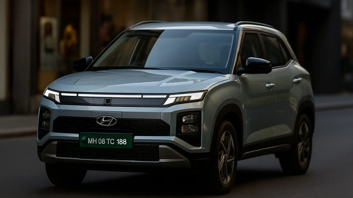 Hyundai Creta Electric EV exterior design with pixelated grille