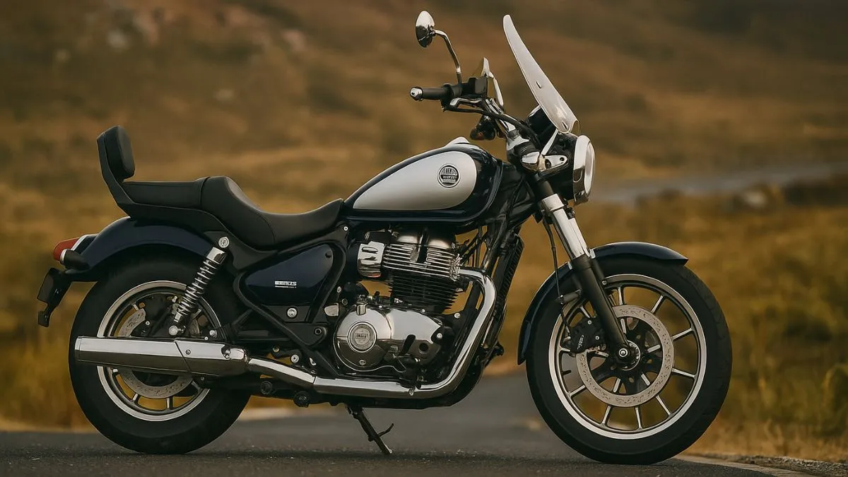 Royal Enfield Super Meteor 650 side view on highway