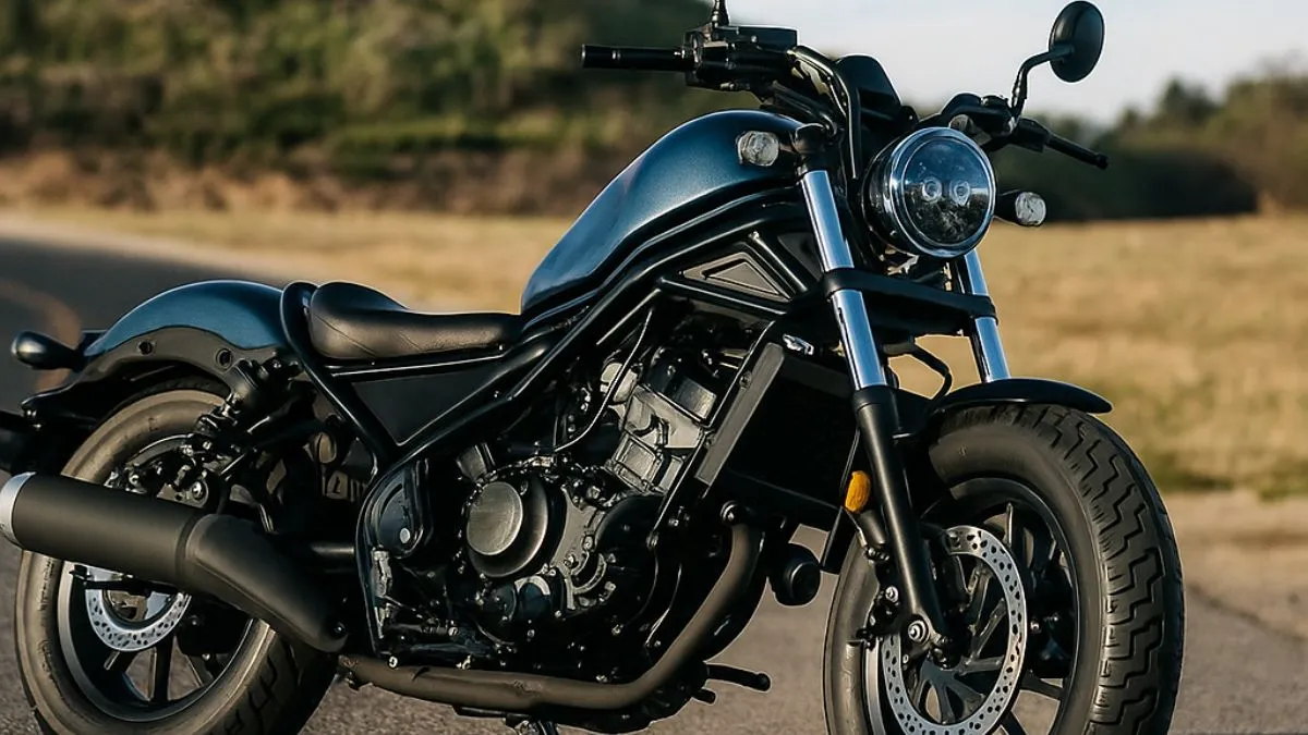 Honda Rebel 250 low-slung cruiser with blacked-out finish