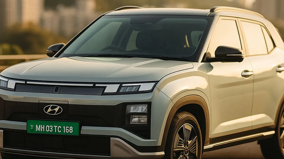 Hyundai Creta Electric front design with LED DRLs and blanked grille