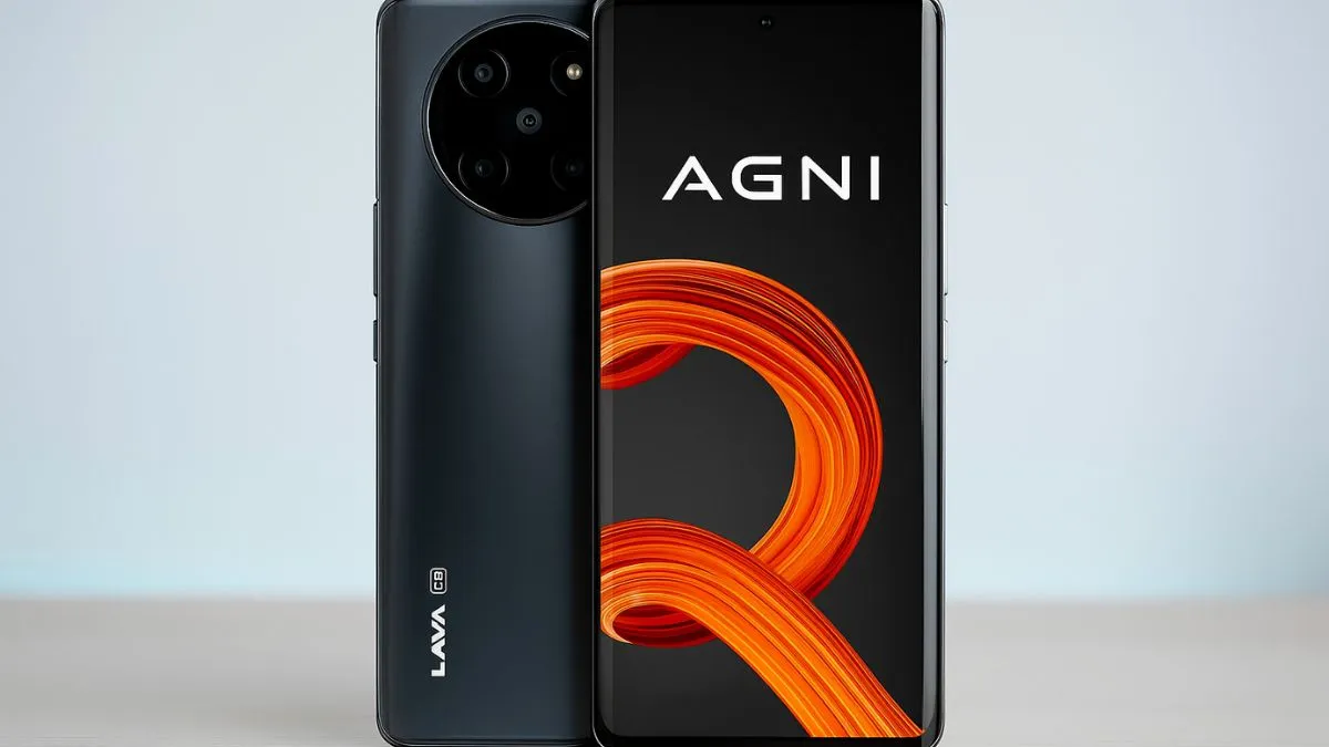Lava Agni 5G front and back view Fiery Blue color