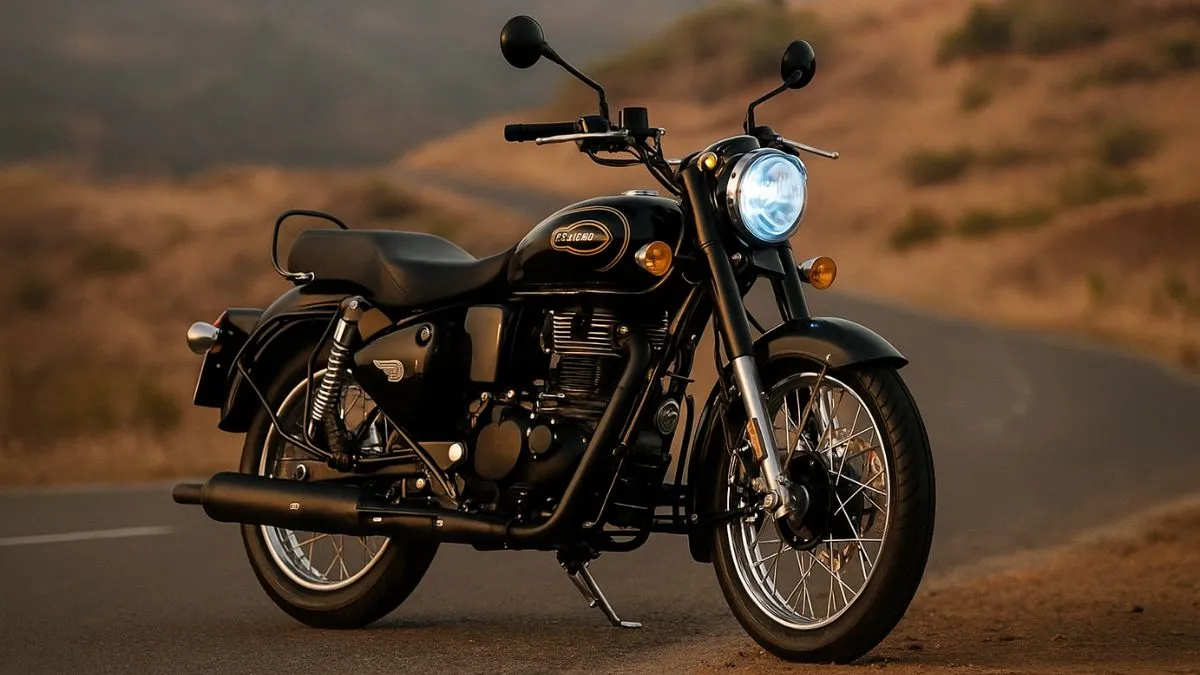 Royal Enfield Bullet 350 classic cruiser bike side view