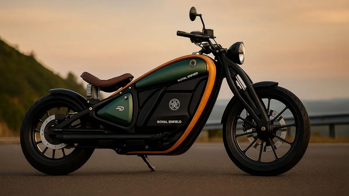 Royal Enfield Electric Bullet front view with classic thump